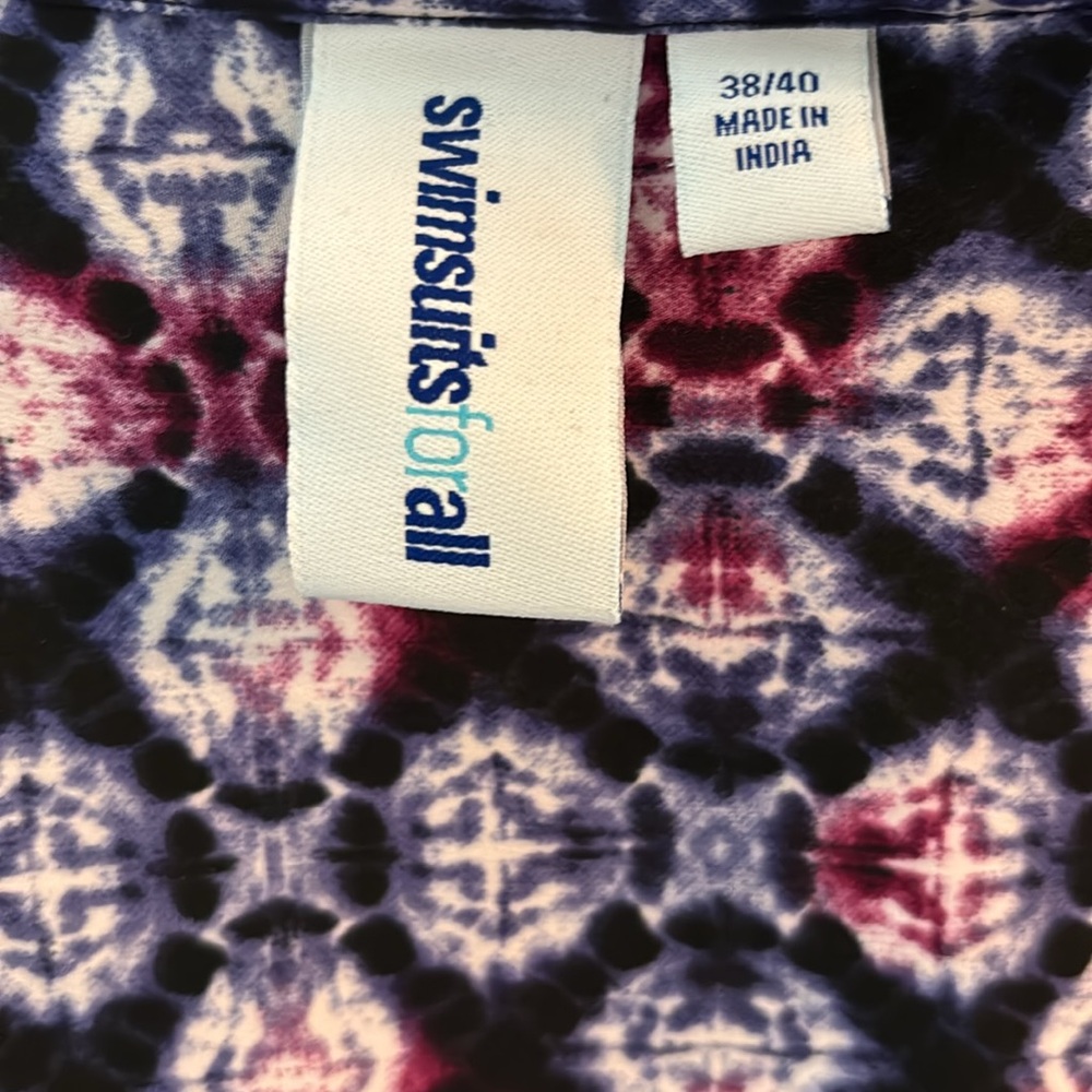 Swimsuits For All size 38 / 40 Blue Purple & White Print Beach Cover-Up - Picture 3 of 6